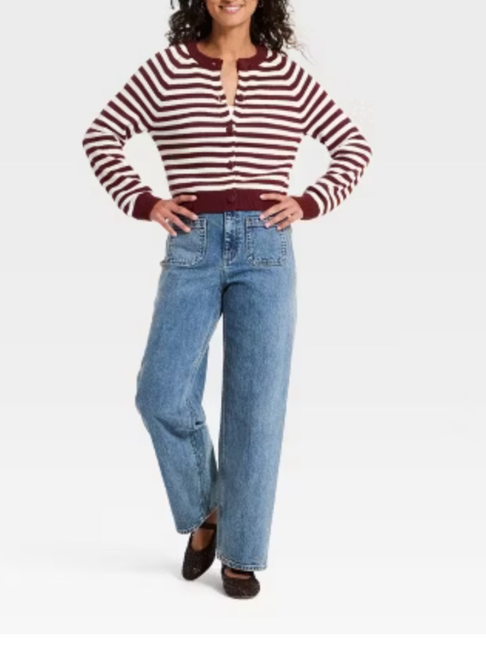 NWT the Universal Thread Highest-Rise Sailor Straight Jeans in a medium wash